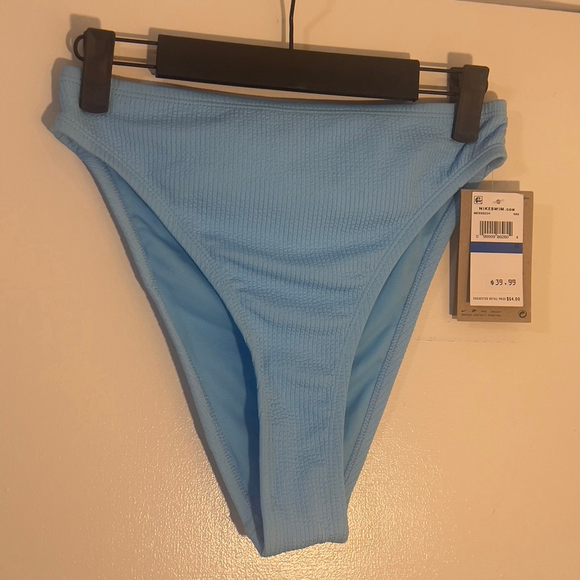 Nike Swim Ribbed Bikini Bottoms Blue Size M – New with Tags - Picture 1 of 15
